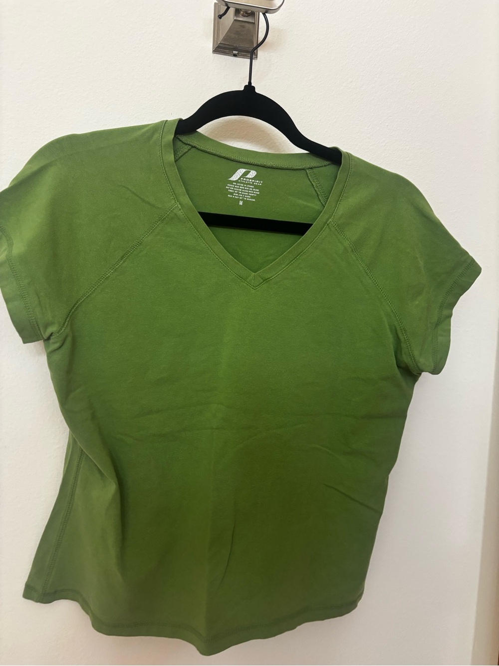 Green V-Neck Short Sleeve Athletic Tee